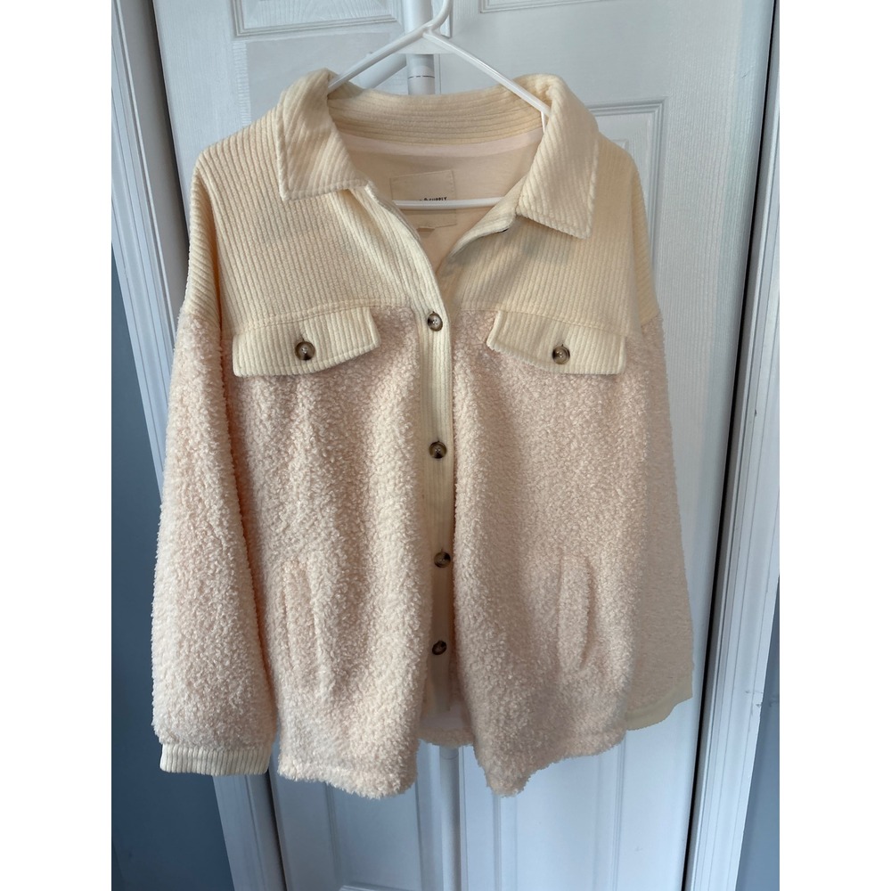 Thread & Supply Porcelain Sherpa Corduroy Shacket Jacket J1468CSHTS Womens L